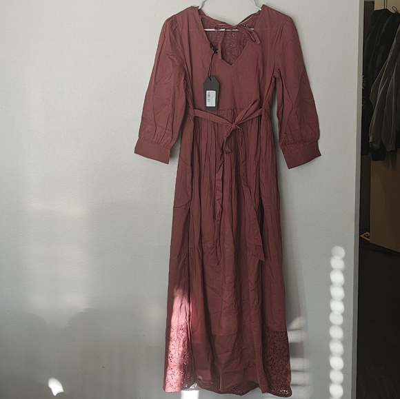 NWT Disturbia Cavern Cotton Broderie Button Up Midaxi Dress - Picture 9 of 13